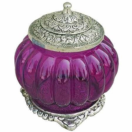 Metal & Glass Barni with Lid for Gift & Décor