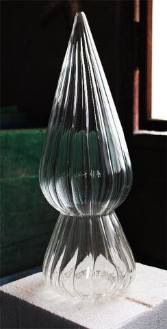 Hand Blown Faceted Crystal Glass Bottle