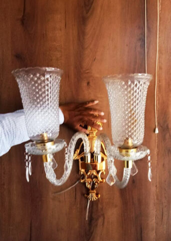 Traditional Gold Antique Aluminium Double-Light Wall Lamp