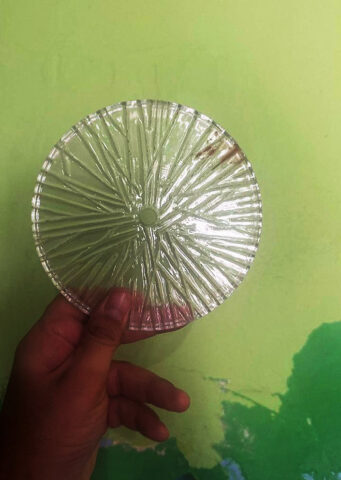 Depression Design Glass Plate with Hole
