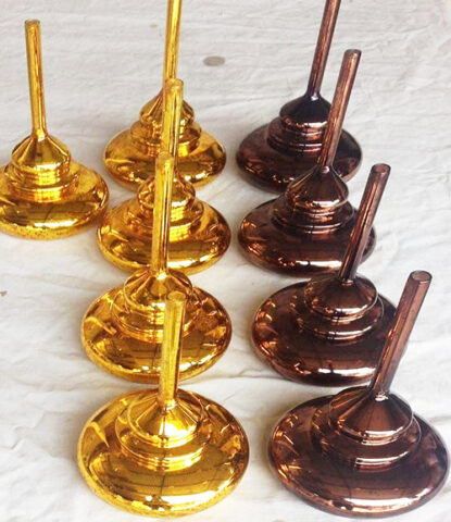Glass Table Flag Holders Bronze and Gold