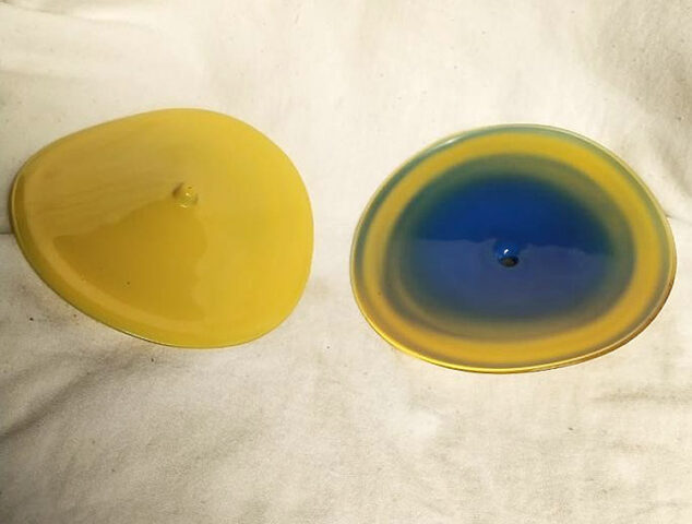 Yellow Blue Enamel Colored Decorative Item