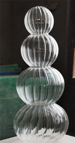 Handblown Ribbed Glass Tree Topper Clear Globe Lamp