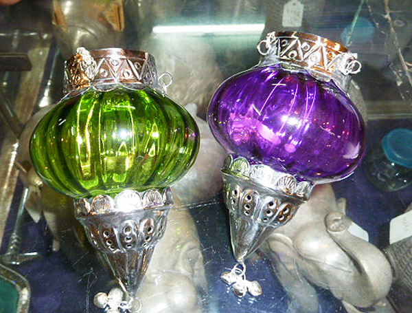 Antique Crackle Glass Muglai Style Hanging Lantern Multicolor