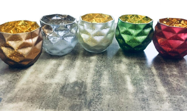 Multicolor Mercury Glass Candle Holders