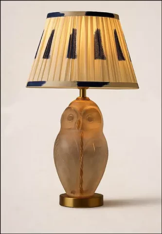 Wise Glow Owl Table Lamp - Amber Glass