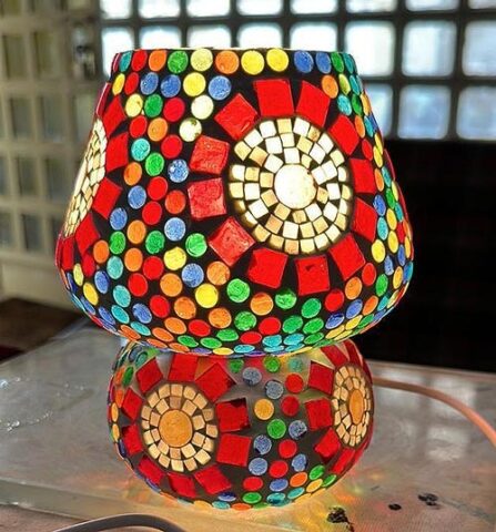 Mosaic Style Dome Shaped Glass Table Lamp (Multicolour)