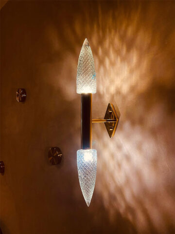 Dual Light Golden Glass Wall Light