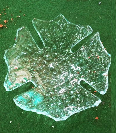 Pinched style Green Art Glass Bowl Petal Flower